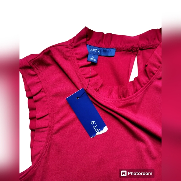 ๐ Apt.9 women's midi dress cap sleeve berry color ruffle size M - Picture 5 of 14